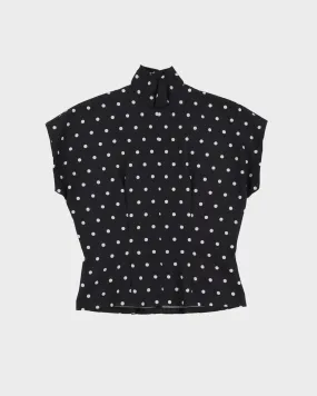 00s Black Polka Dot Patterned Top - S