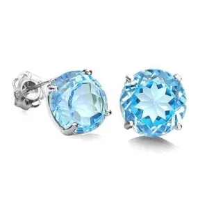 1.19 CT BABY SWISS BLUE TOPAZ 10KT SOLID WHITE GOLD EARRINGS STUD