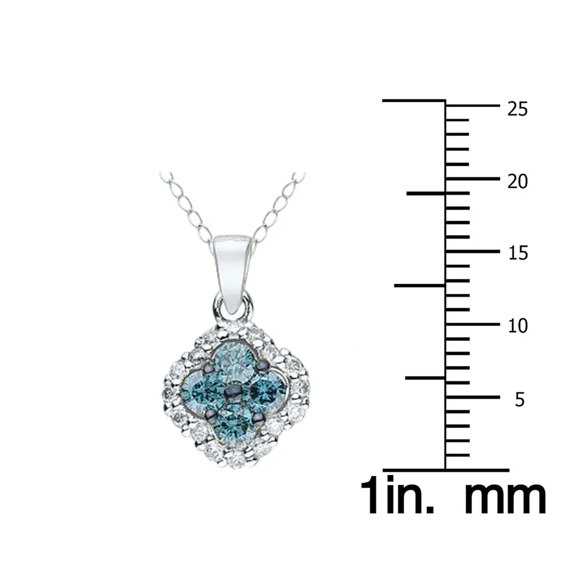 1/2 Carat Tw Blue And White Diamond Flower Pendant In 10K White Gold