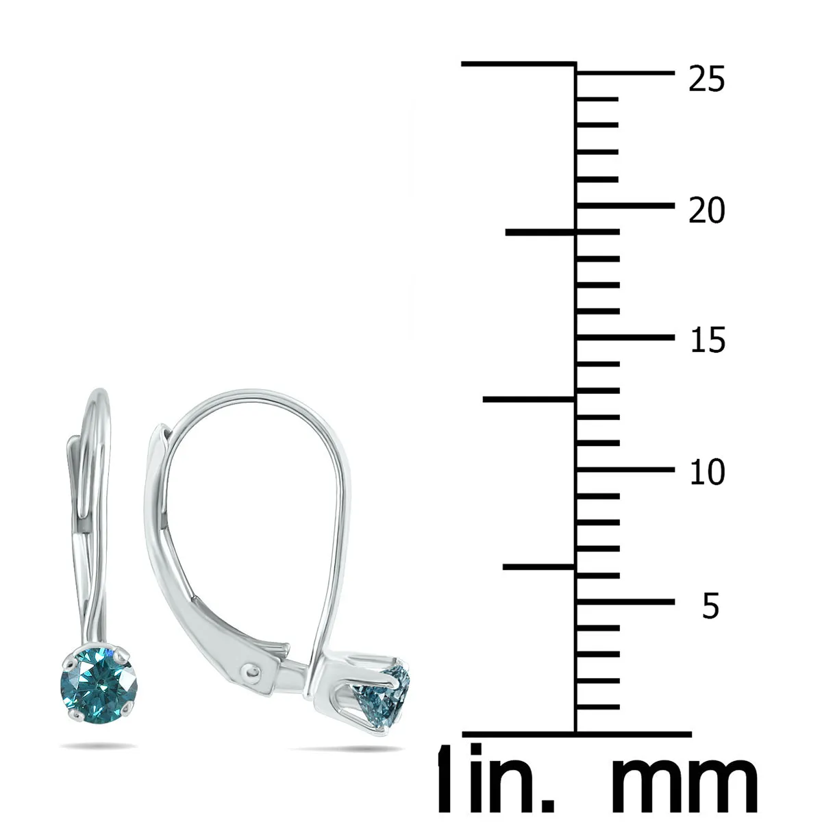 1/4 Carat Tw Blue Diamond Lever Back Earrings In 14K White Gold