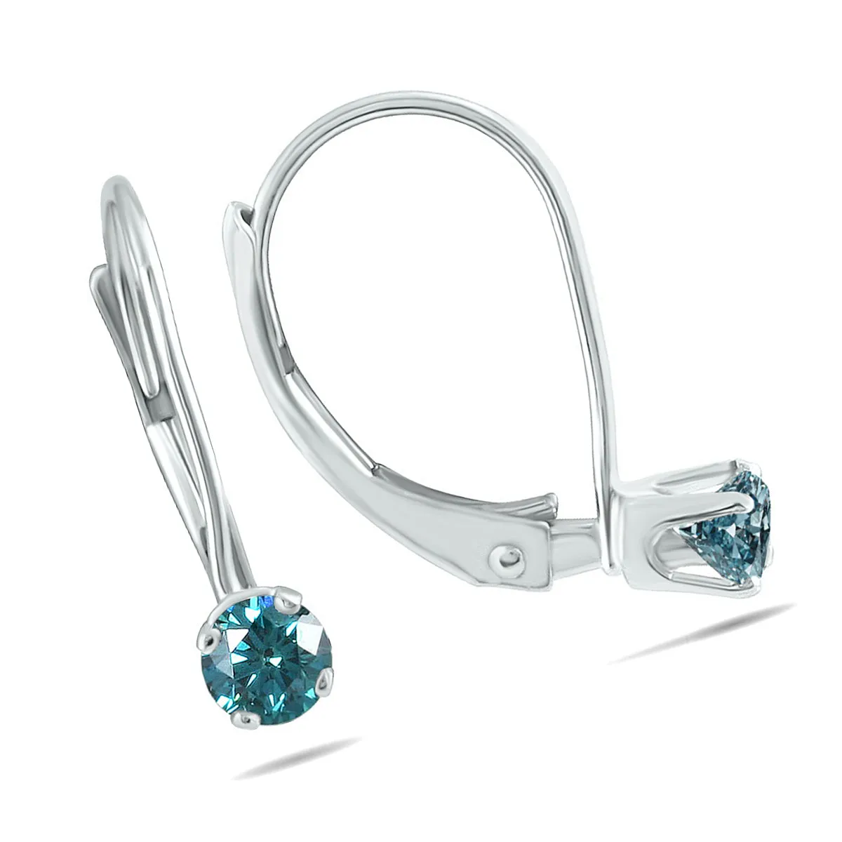 1/4 Carat Tw Blue Diamond Lever Back Earrings In 14K White Gold