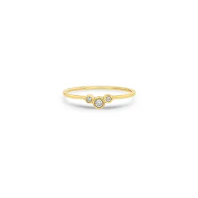 14k 3 Small Graduated Diamond Bezel Curve Ring