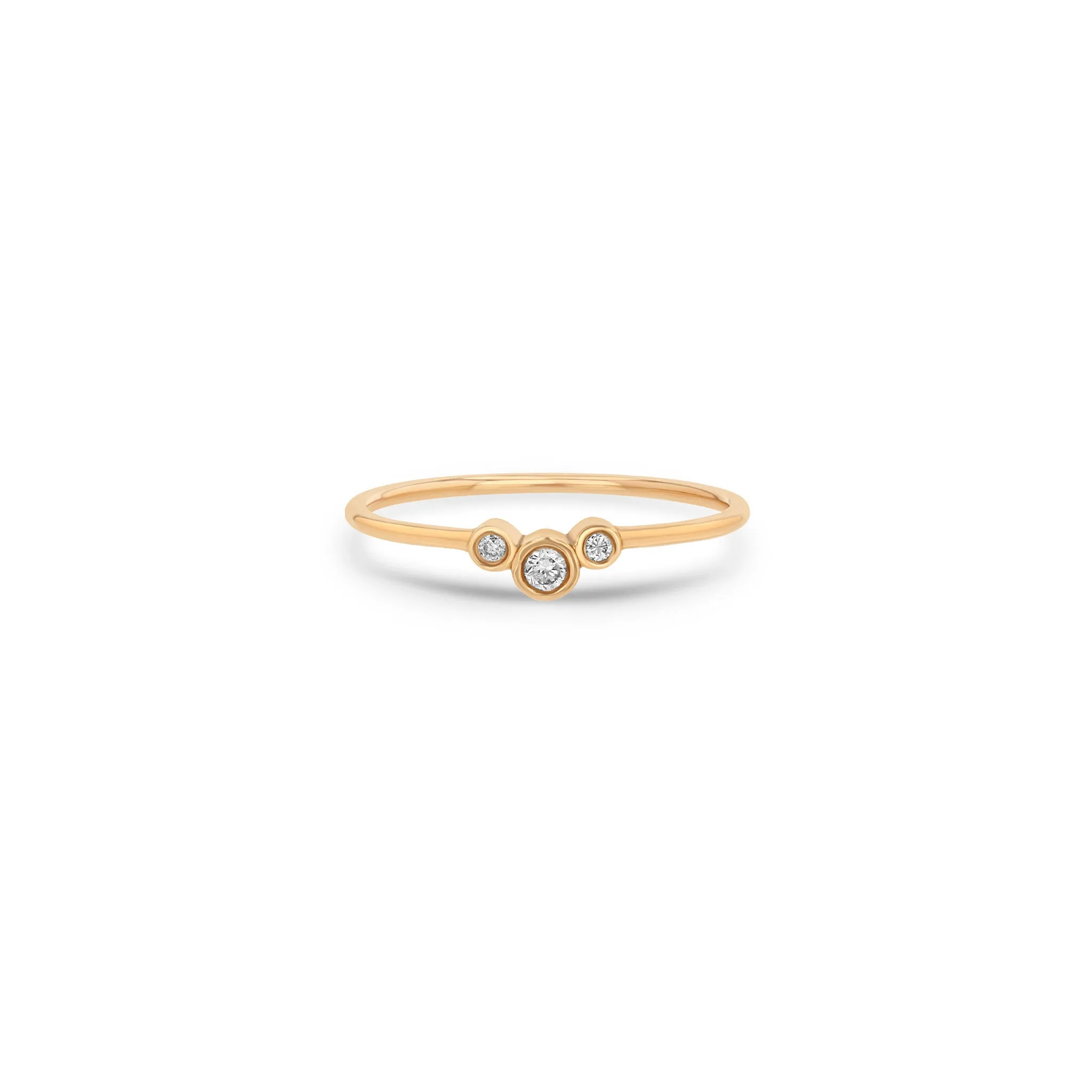 14k 3 Small Graduated Diamond Bezel Curve Ring