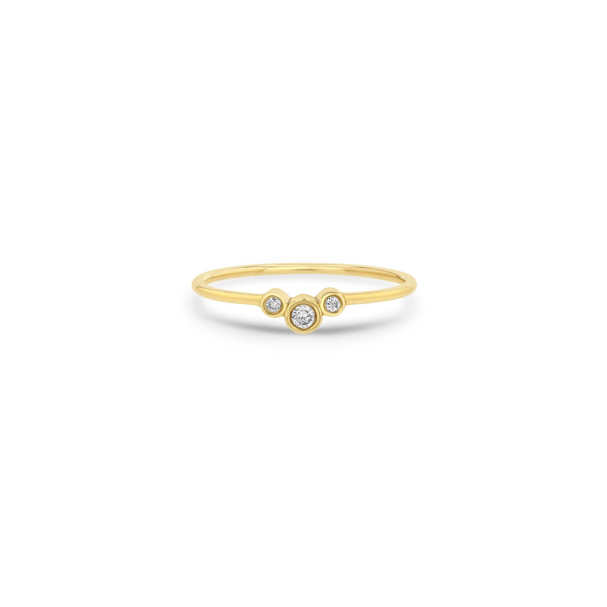 14k 3 Small Graduated Diamond Bezel Curve Ring