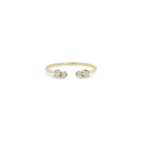 14k Double Mixed Prong Diamond Open Ring