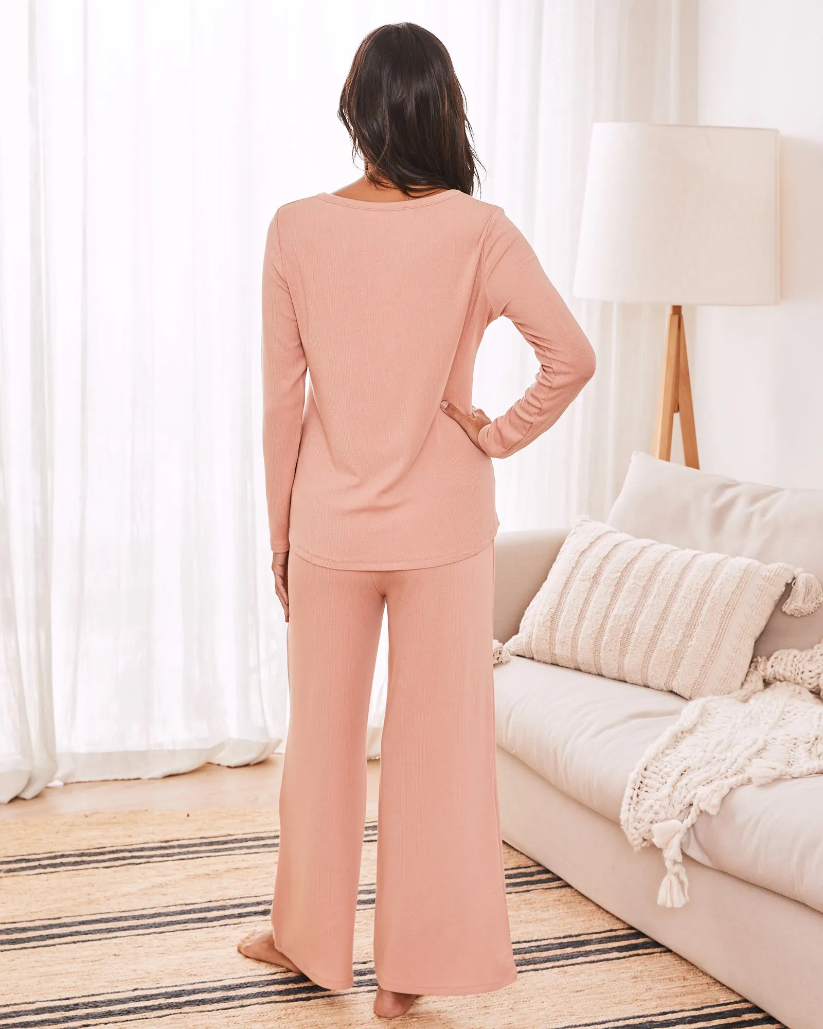 3-Piece Isabelle Maternity Sleepwear Set - Peach