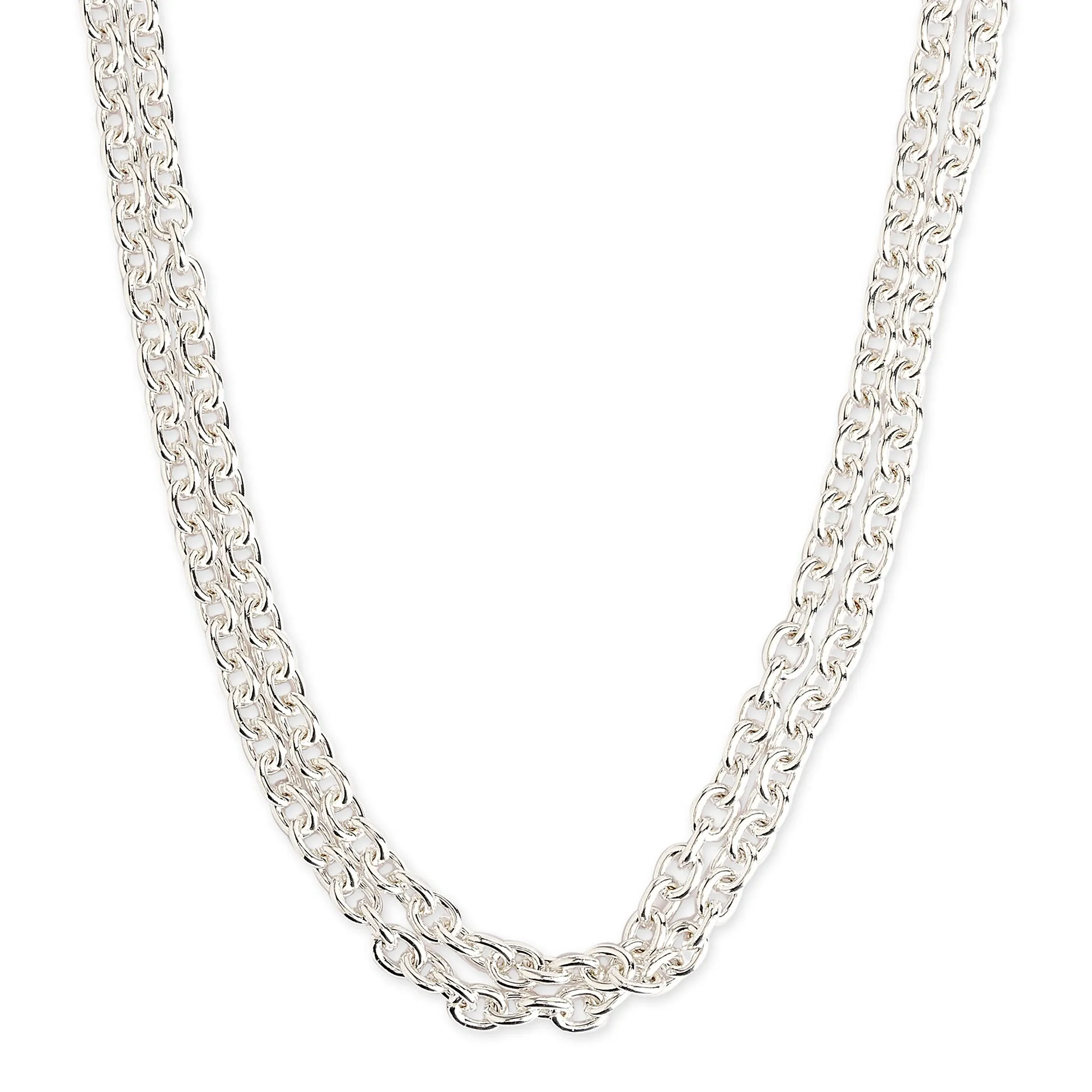 925 Sterling Silver-Plated Layer T-Bar Necklace