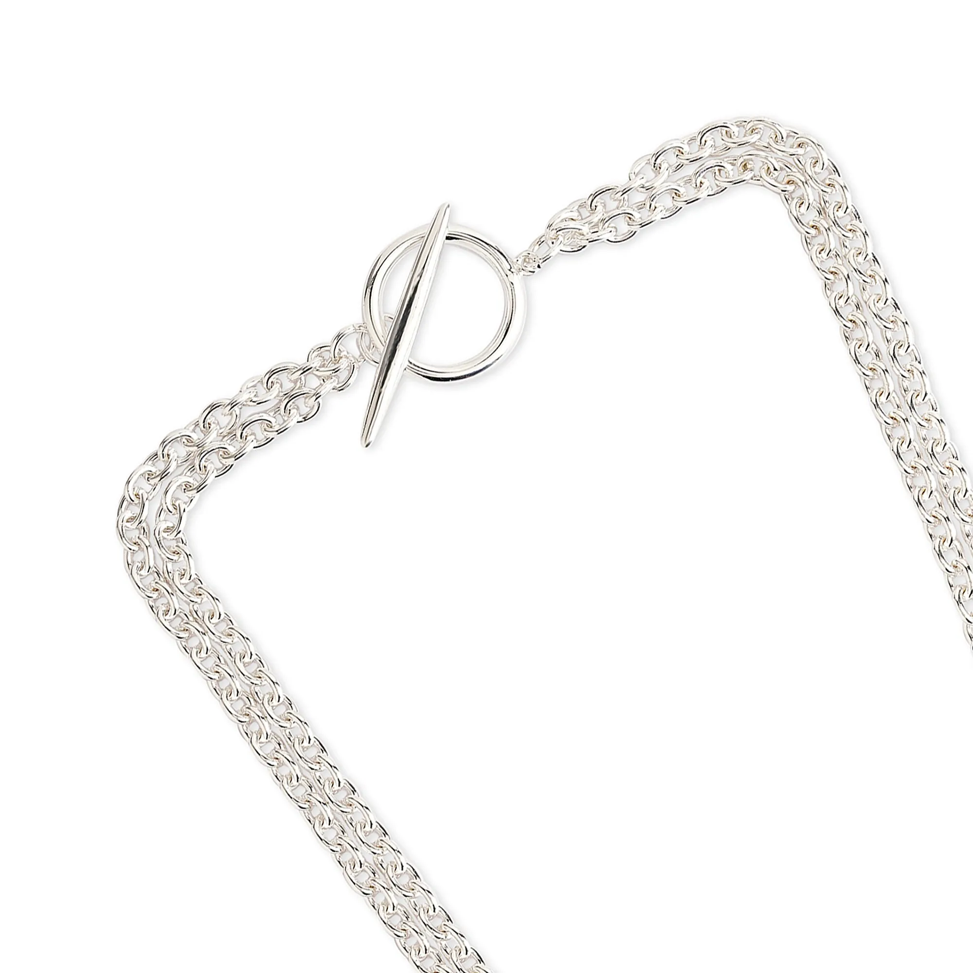 925 Sterling Silver-Plated Layer T-Bar Necklace