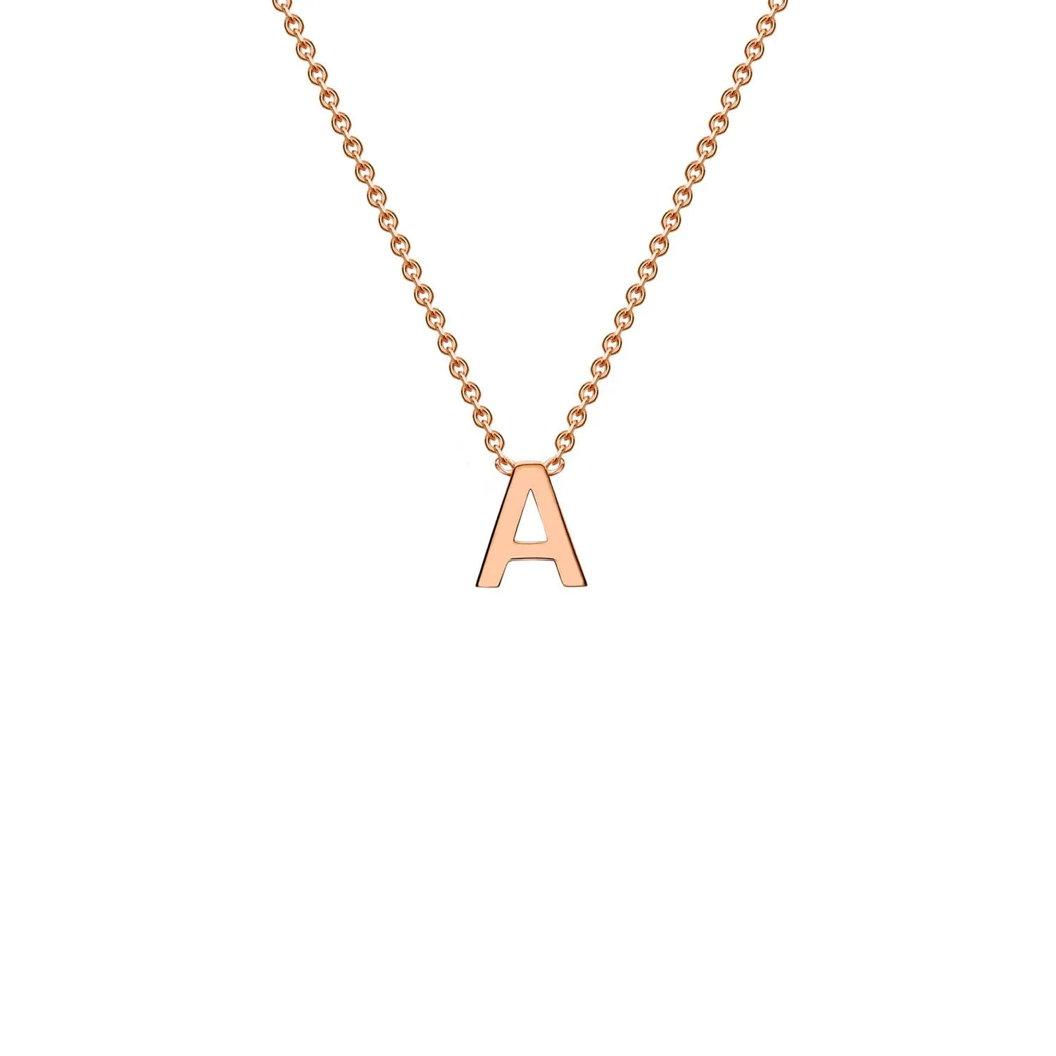 9K Rose Gold 'A' Initial Adjustable Letter Necklace 38/43cm