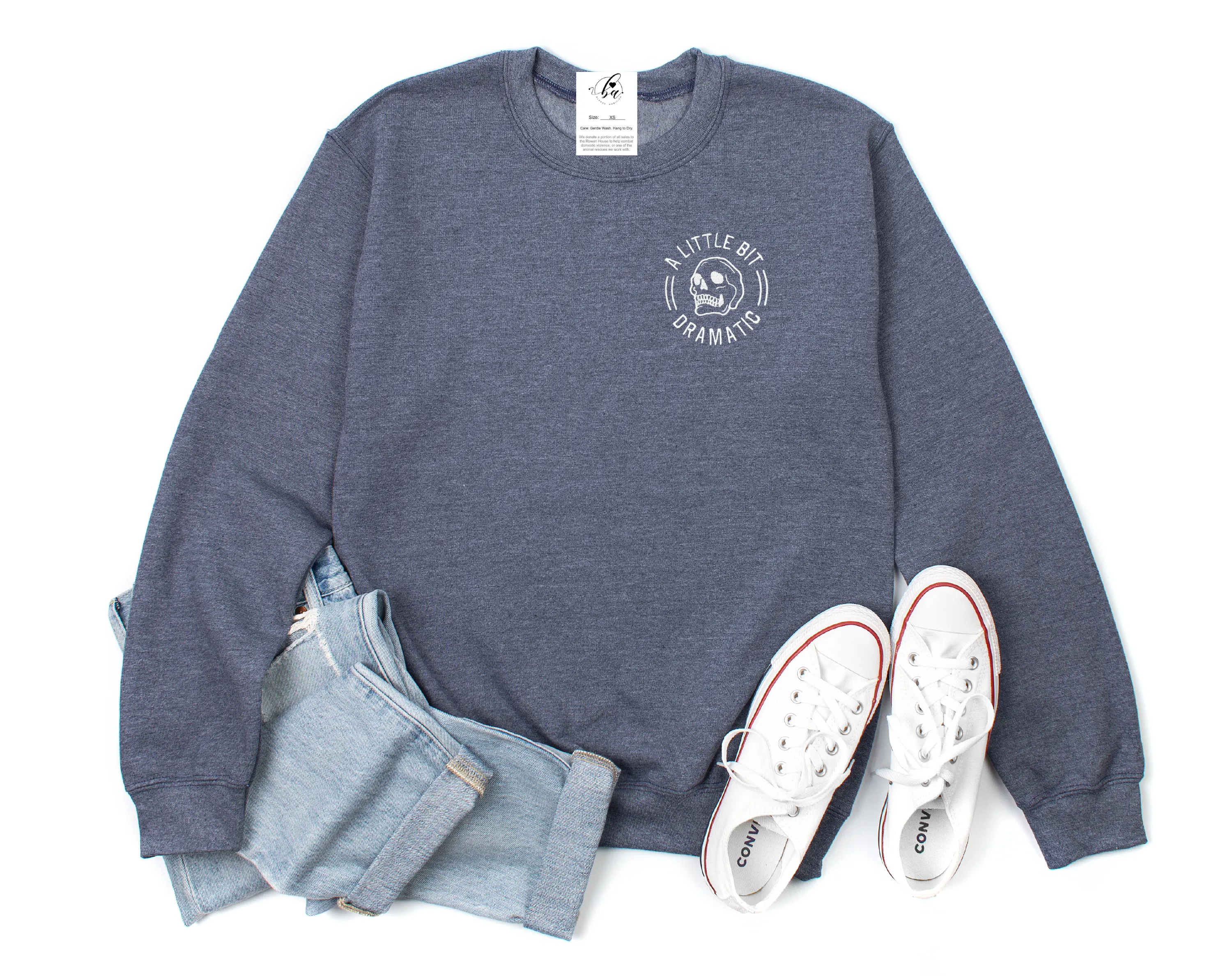 A Little Bit Dramatic Embroidered Cozy Crew Neck Sweater