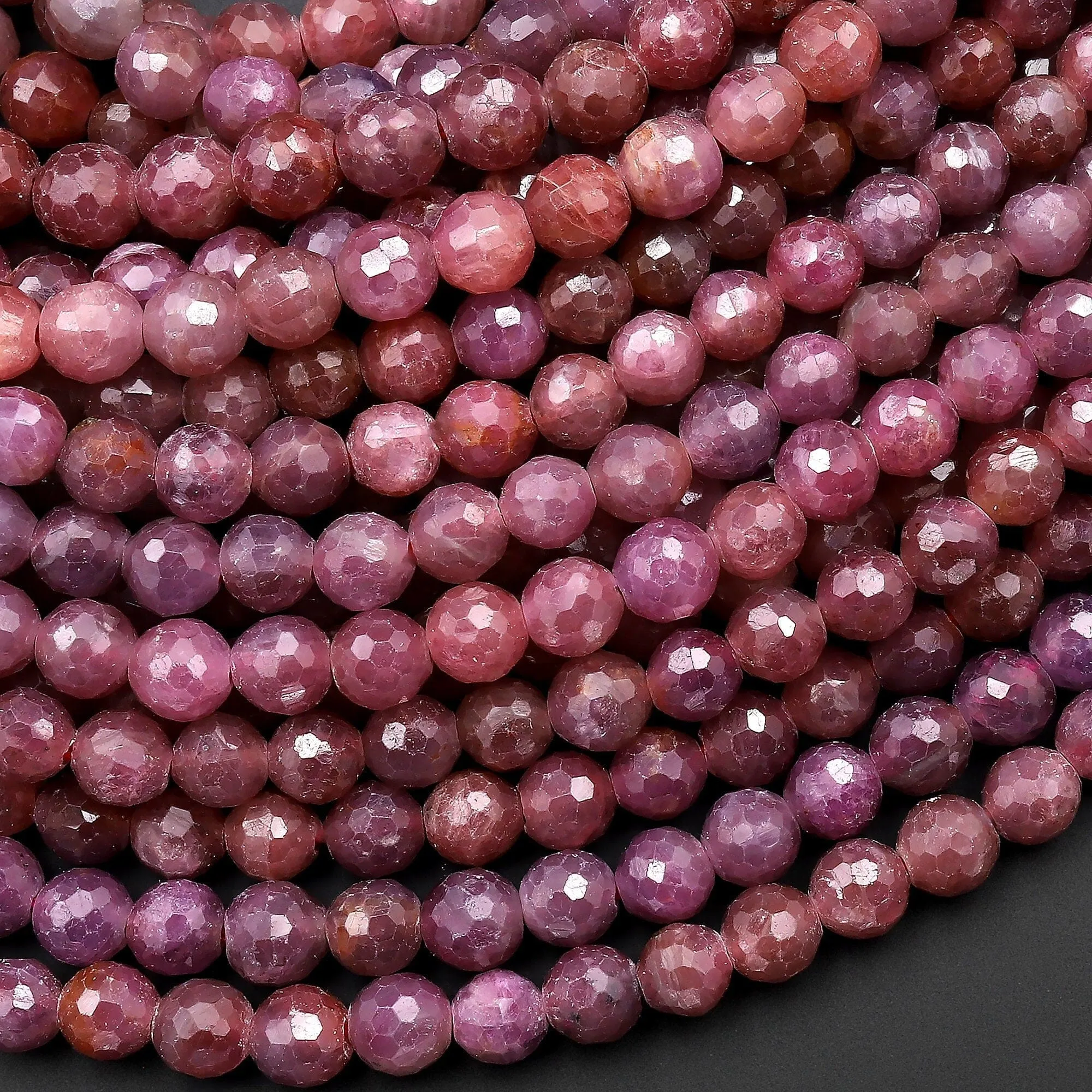 AA Grade Genuine Natural Ruby Faceted 5mm Round Beads Organic 100% Natural Pink Red Ruby Gemstone 15.5" Strand