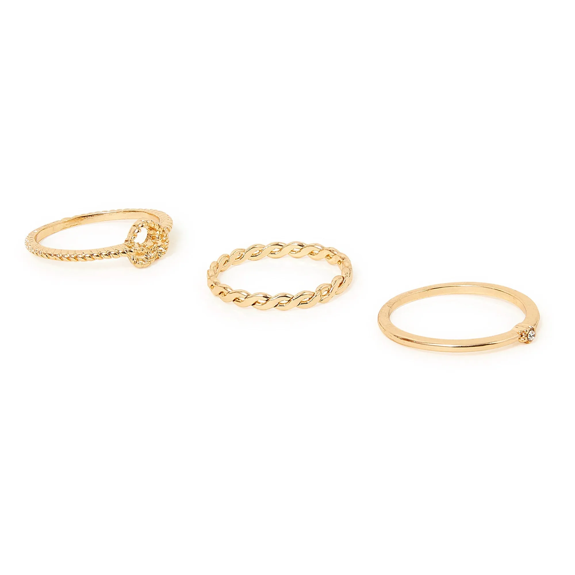 Accessorize London Women's Gold Heart Knot Rings Set Of Three-Medium