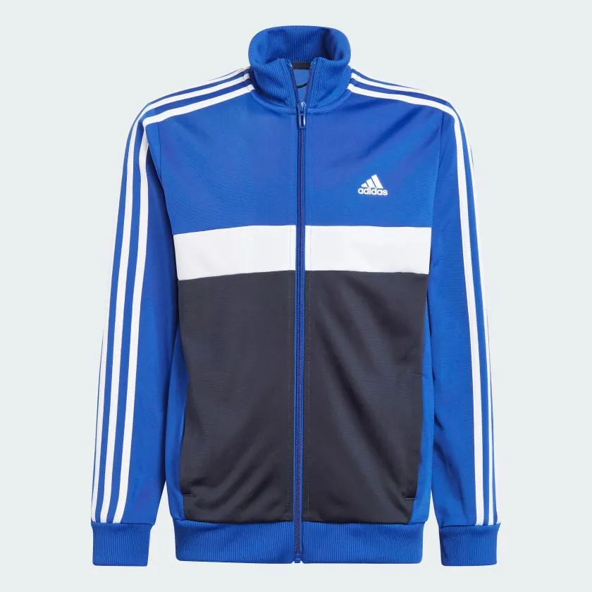 ADIDAS BIG KID'S 3-STRIPES TIBERIO TRACKSUIT LUCID BLUE/NAVY/WHITE