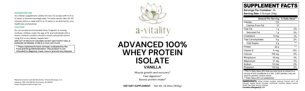 Advanced 100% Whey Protein Isolate (Vanilla)