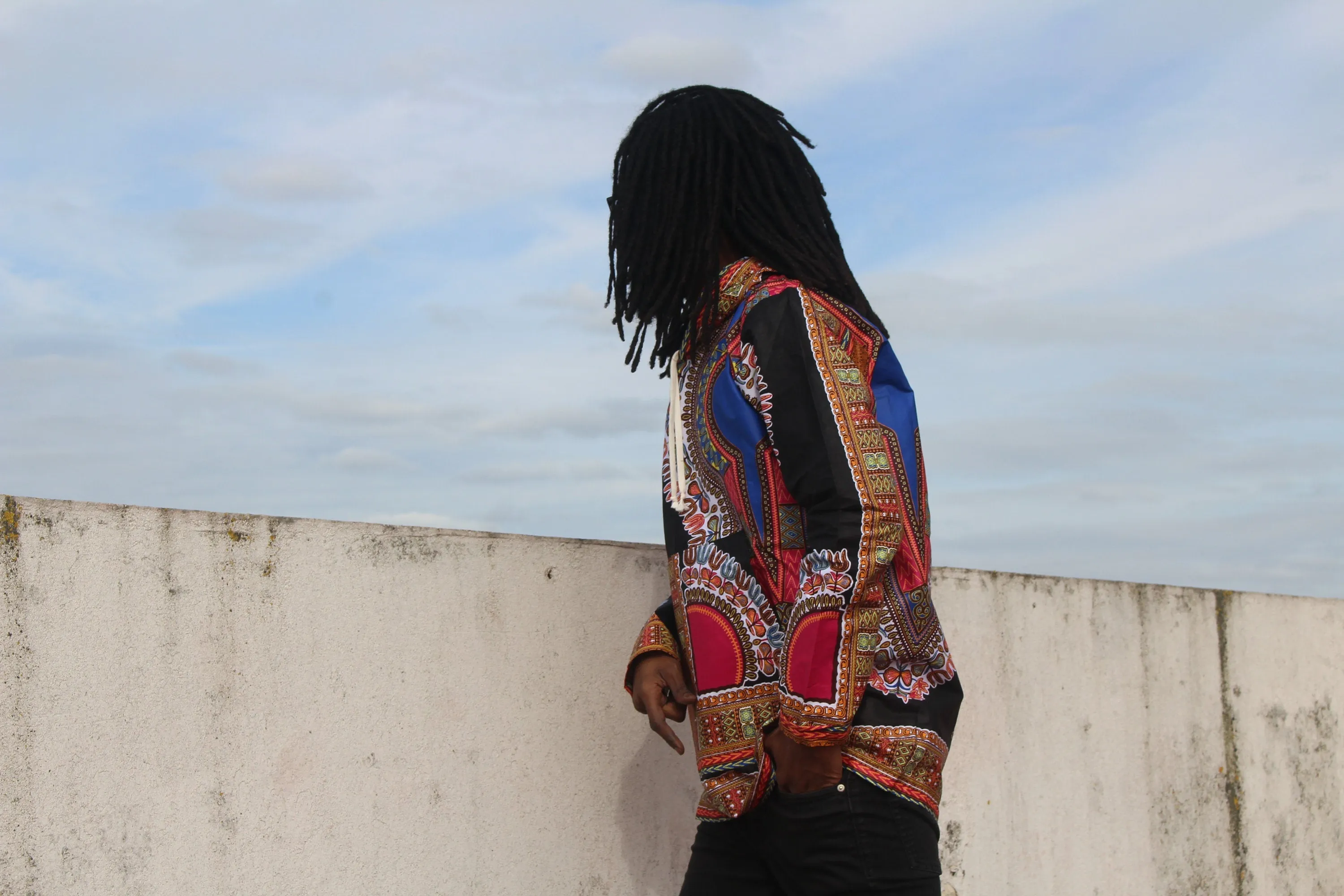 African Oversized Hoodie in Black Dashiki Print - Aztec Festival Hoodie