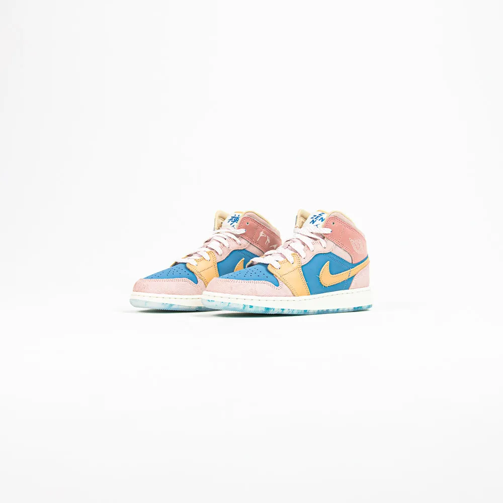 Air Jordan 1 Mid SS (GS) (Aegean Storm/Hemp-Pink Oxford)