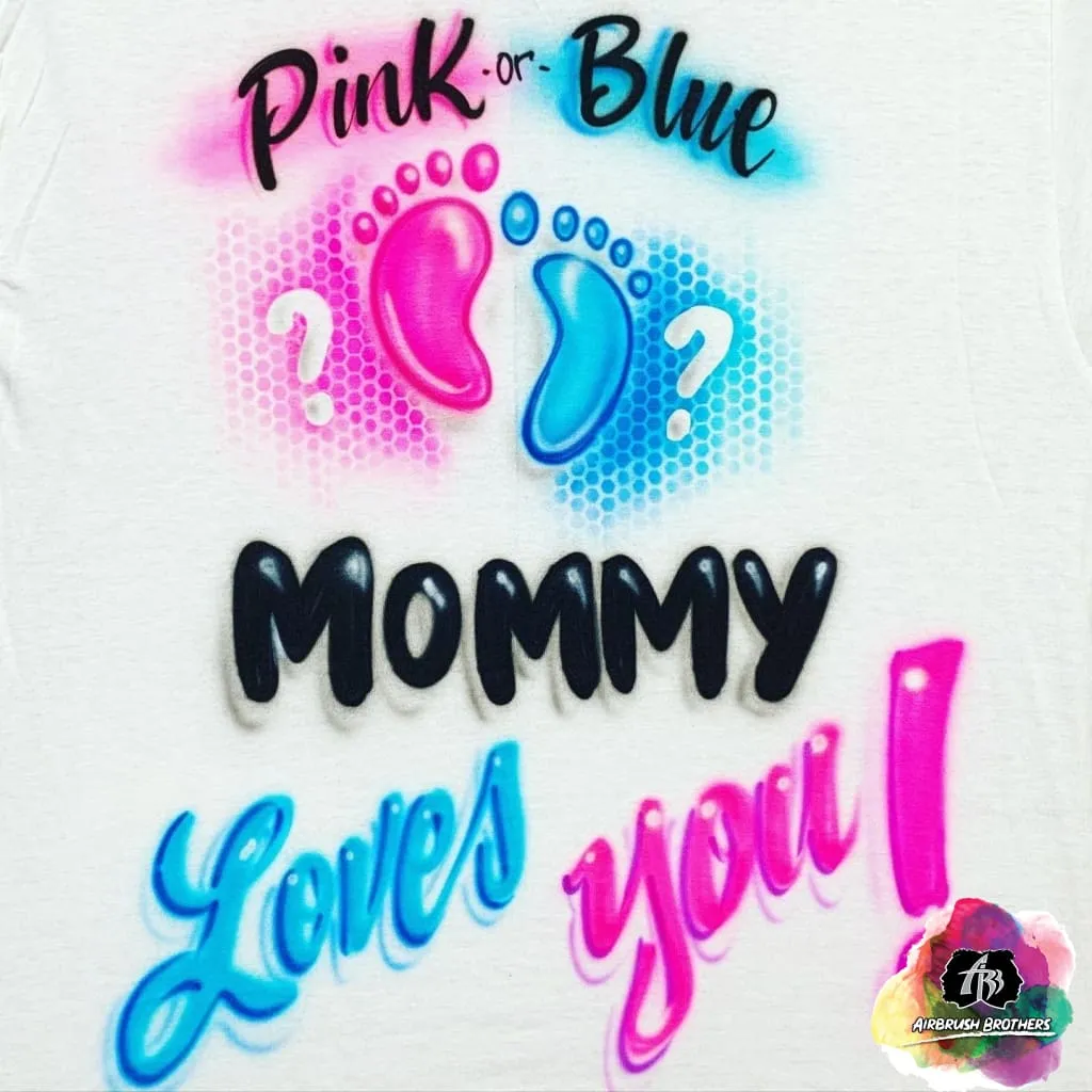 Airbrush Baby Gender Reveal: Parents Love You Shirt Design