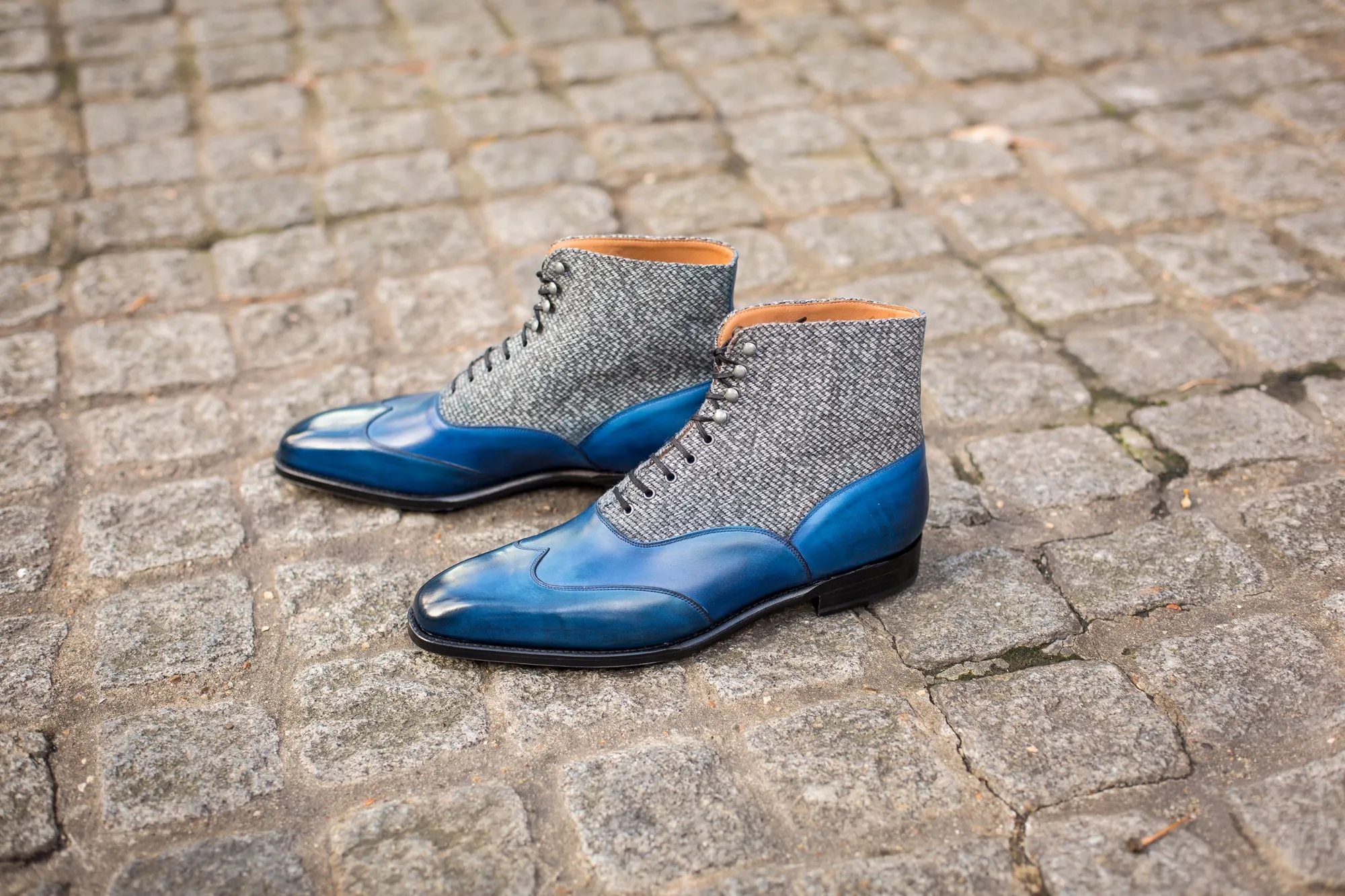 Alexander - MTO - Sky Blue Calf / Grey Poulsbo - LPB Last - Single Leather Sole