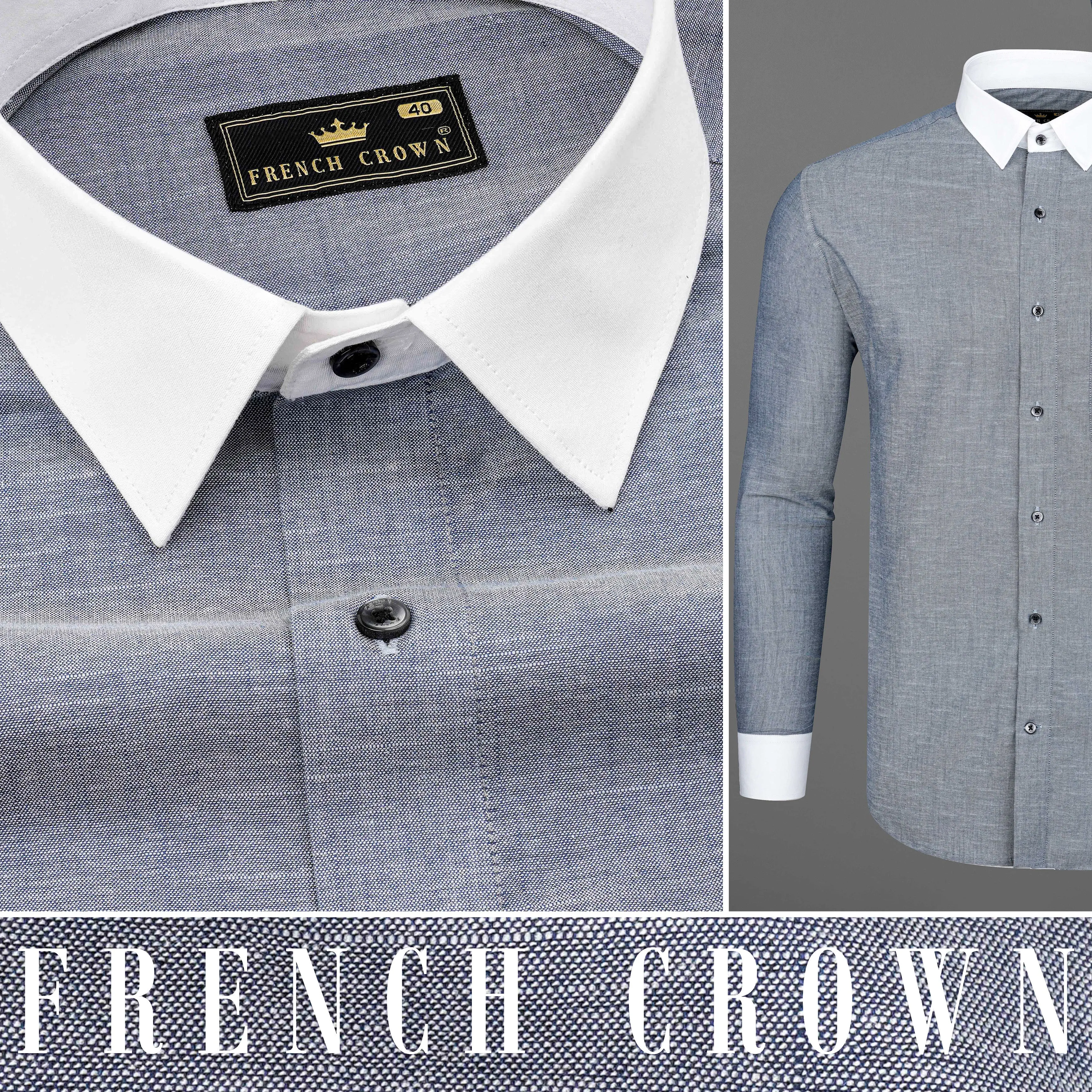 Amethyst Gray with White Collar and Cuffs Royal Oxford Shirt