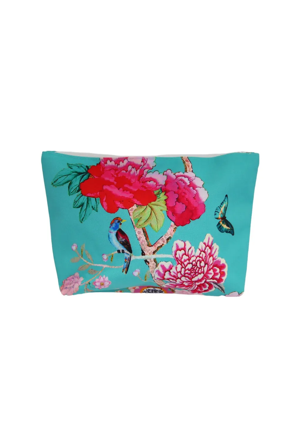 ANNA CHANDLER CANVAS MAKE UP BAG TURQUOISE BIRDS