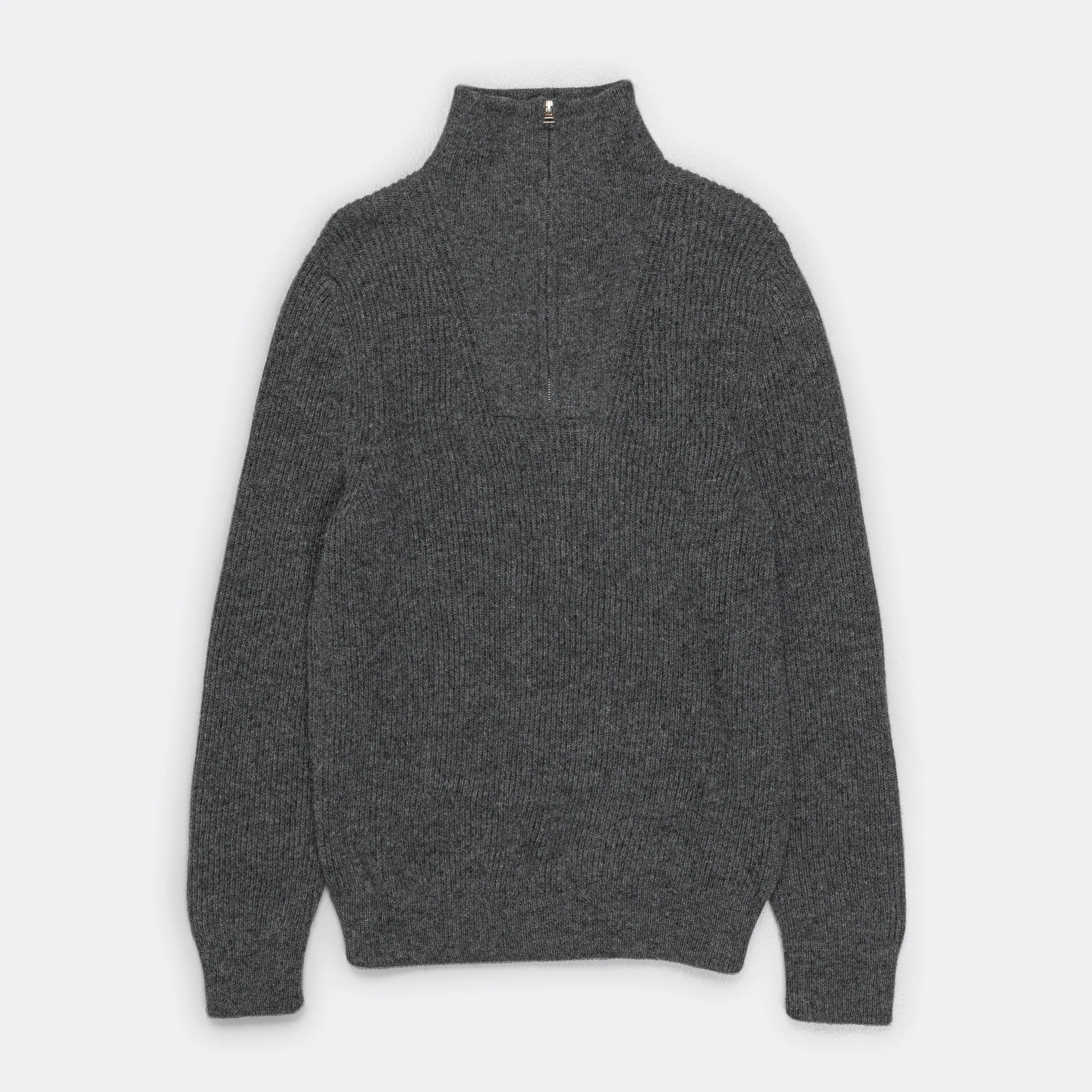 Arild Alpaca Half Zip Sweater - Grey Melange