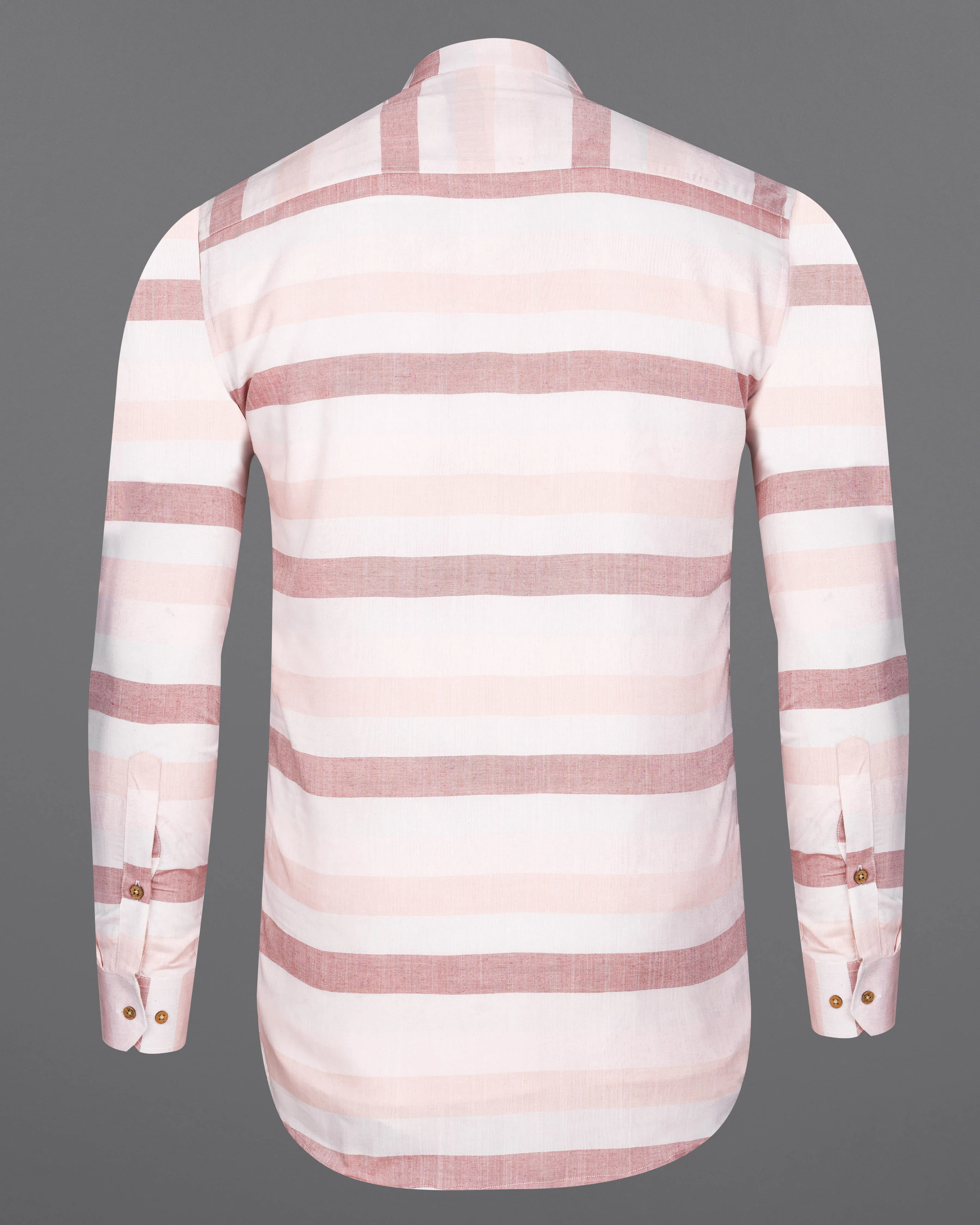 Armour with Oriental Peach and White Striped Premium Tencel Kurta Shirt