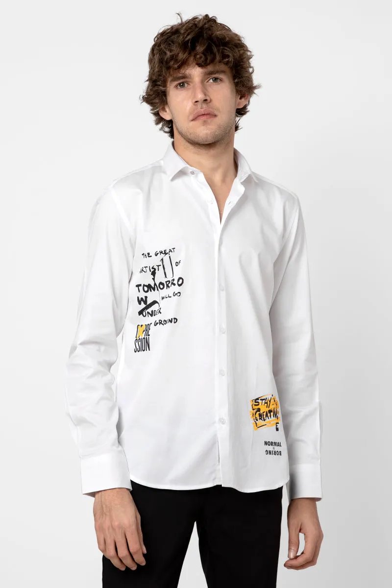 Art Quote Printed White Shirt