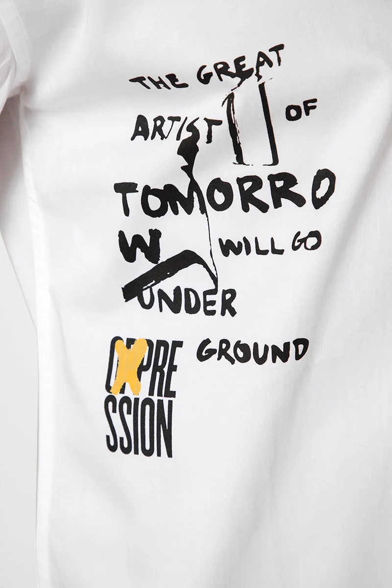 Art Quote Printed White Shirt