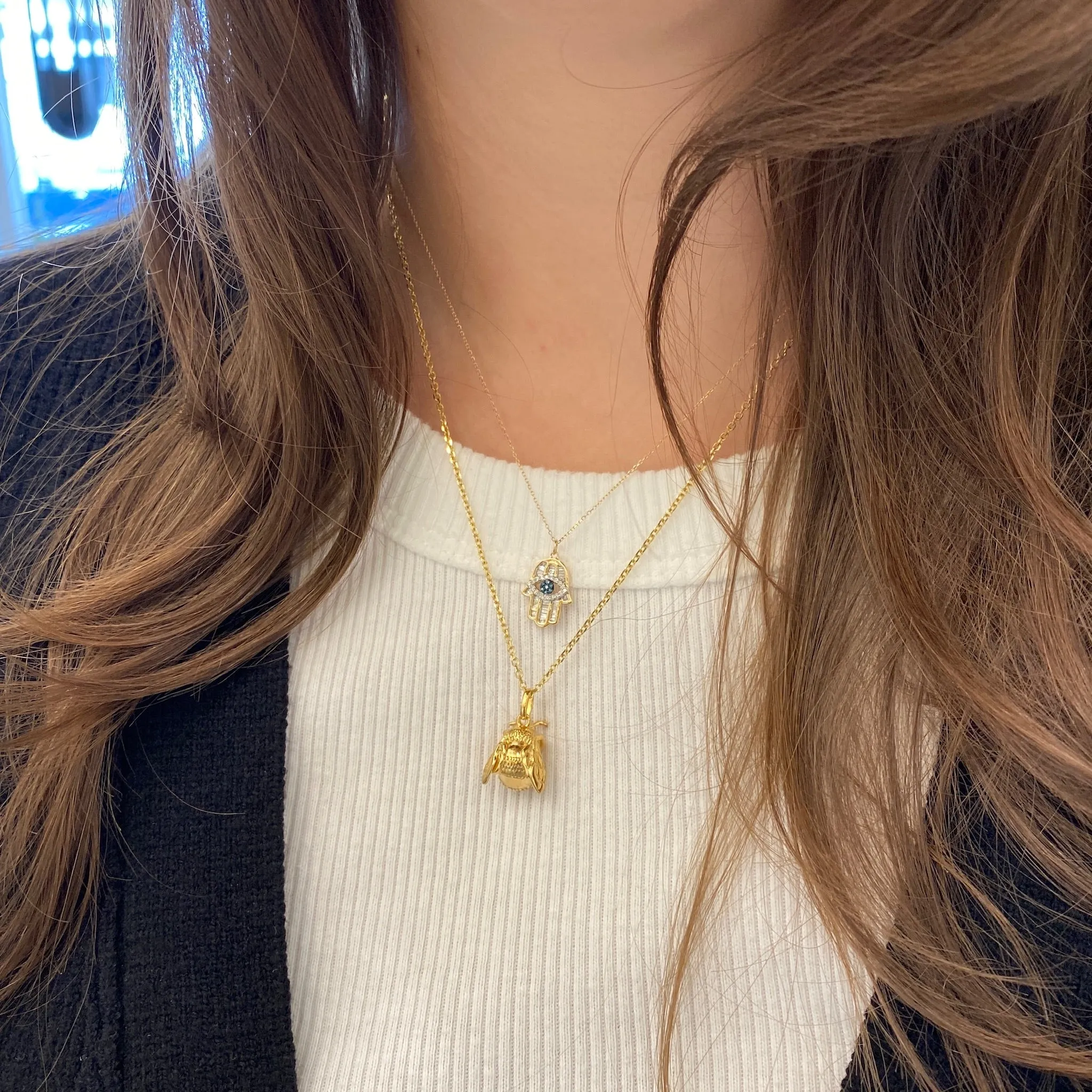 Baguette Hamsa Necklace