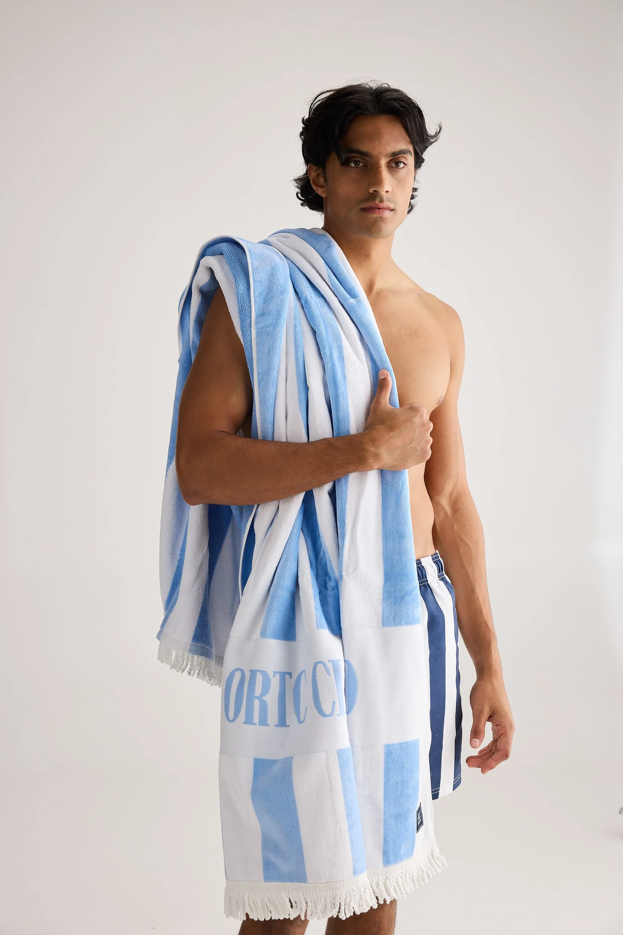 Beach Towel Blue and White Stripes