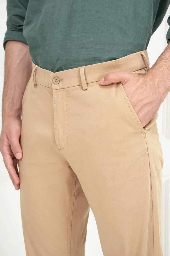 Beige Slim Fit Stretch Chino Pants