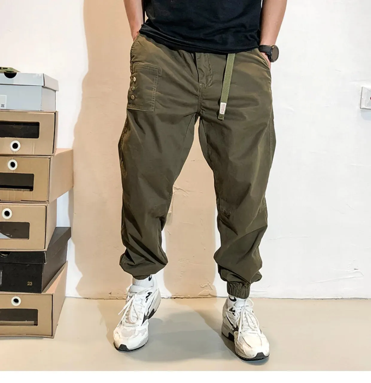 Belted Cuffed Cargo Pants