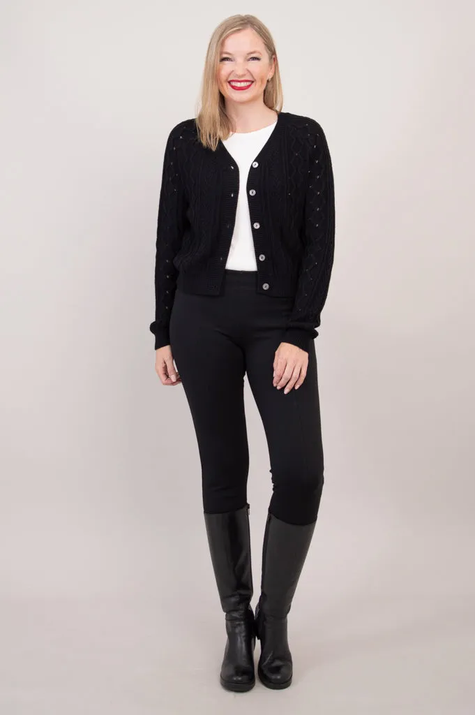 Bena Cardigan, Black, Cotton