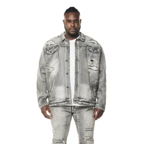 Big and Tall - Wave Effect Jean Jacket - Union Grey