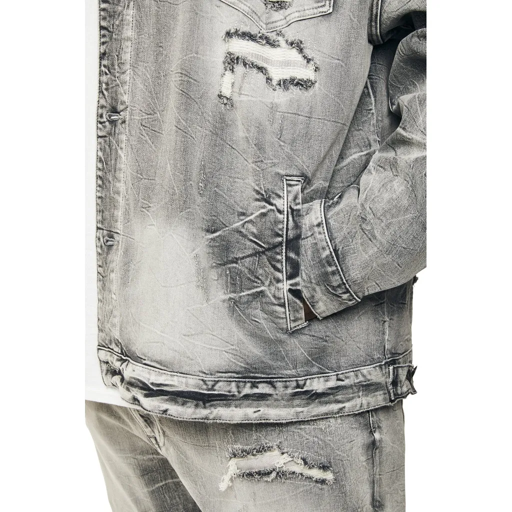 Big and Tall - Wave Effect Jean Jacket - Union Grey