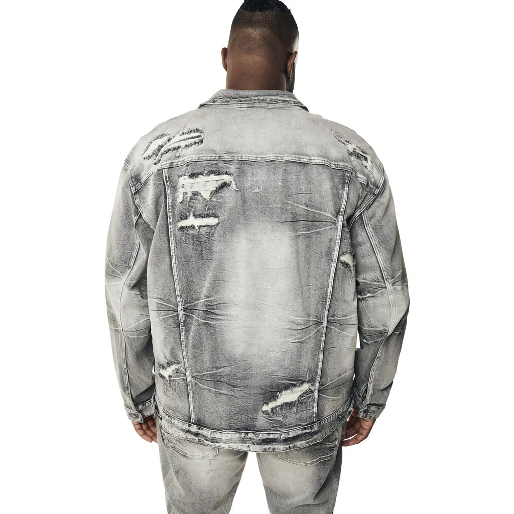 Big and Tall - Wave Effect Jean Jacket - Union Grey