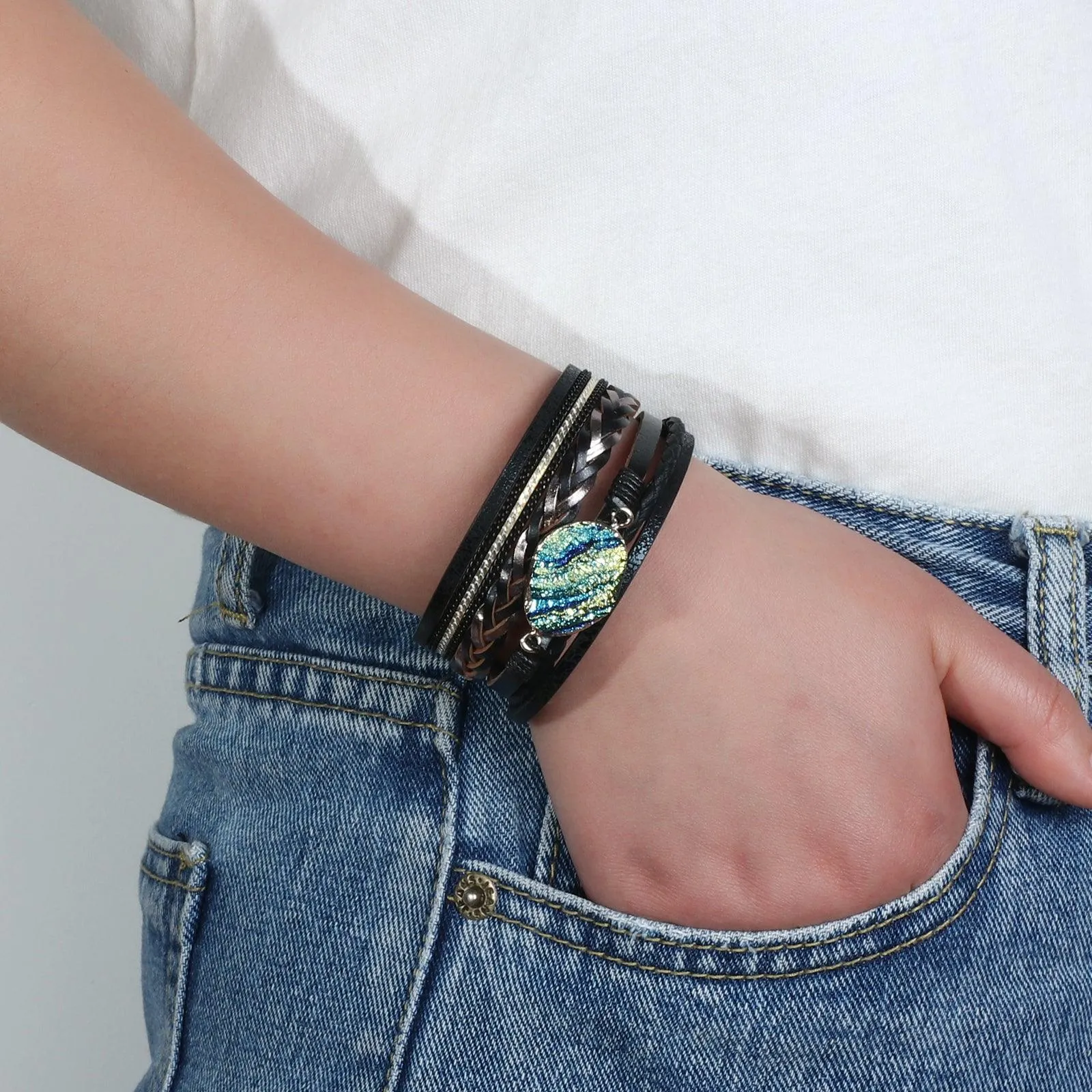 'Birralee' Charm Cuff Bracelet - navy