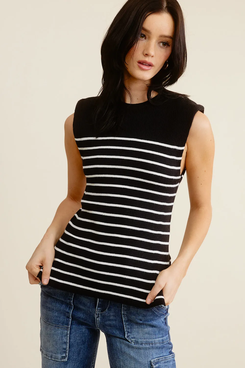 Black Striped Tank Top