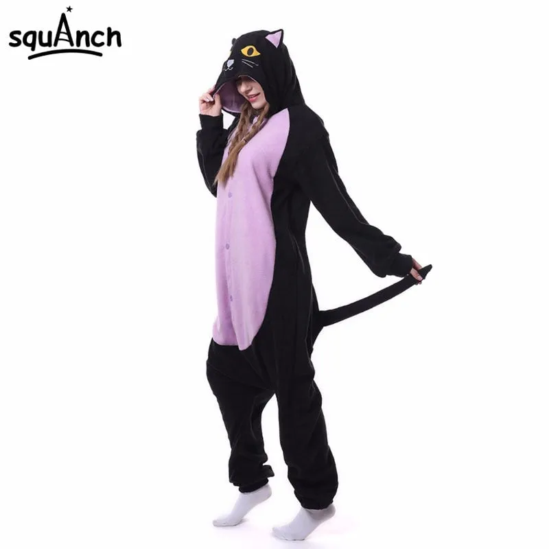 Black/Purple Cat Onesie | Adult Size