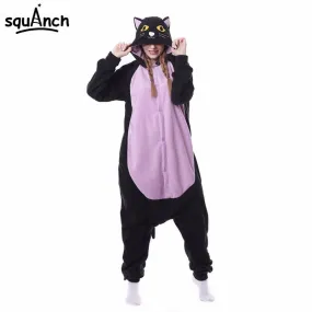 Black/Purple Cat Onesie | Adult Size