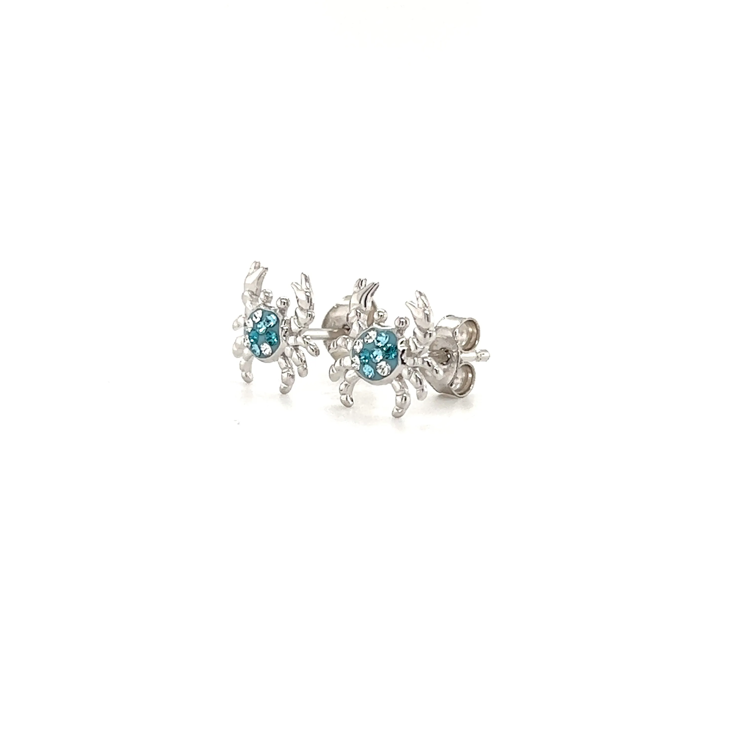 Blue Crab Stud Earrings with Aqua and White Crystals in Sterling Silver NOT THESE!!