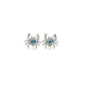 Blue Crab Stud Earrings with Aqua and White Crystals in Sterling Silver NOT THESE!!