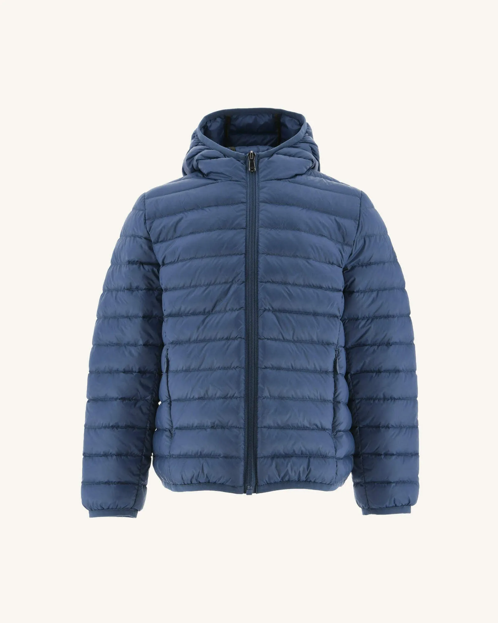 Blue jean Hugo kid's lightweight hooded puffer jacket