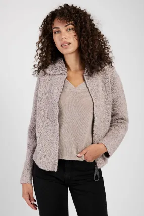 Bouclé Bomber Jacket in Nocciola and Pepe