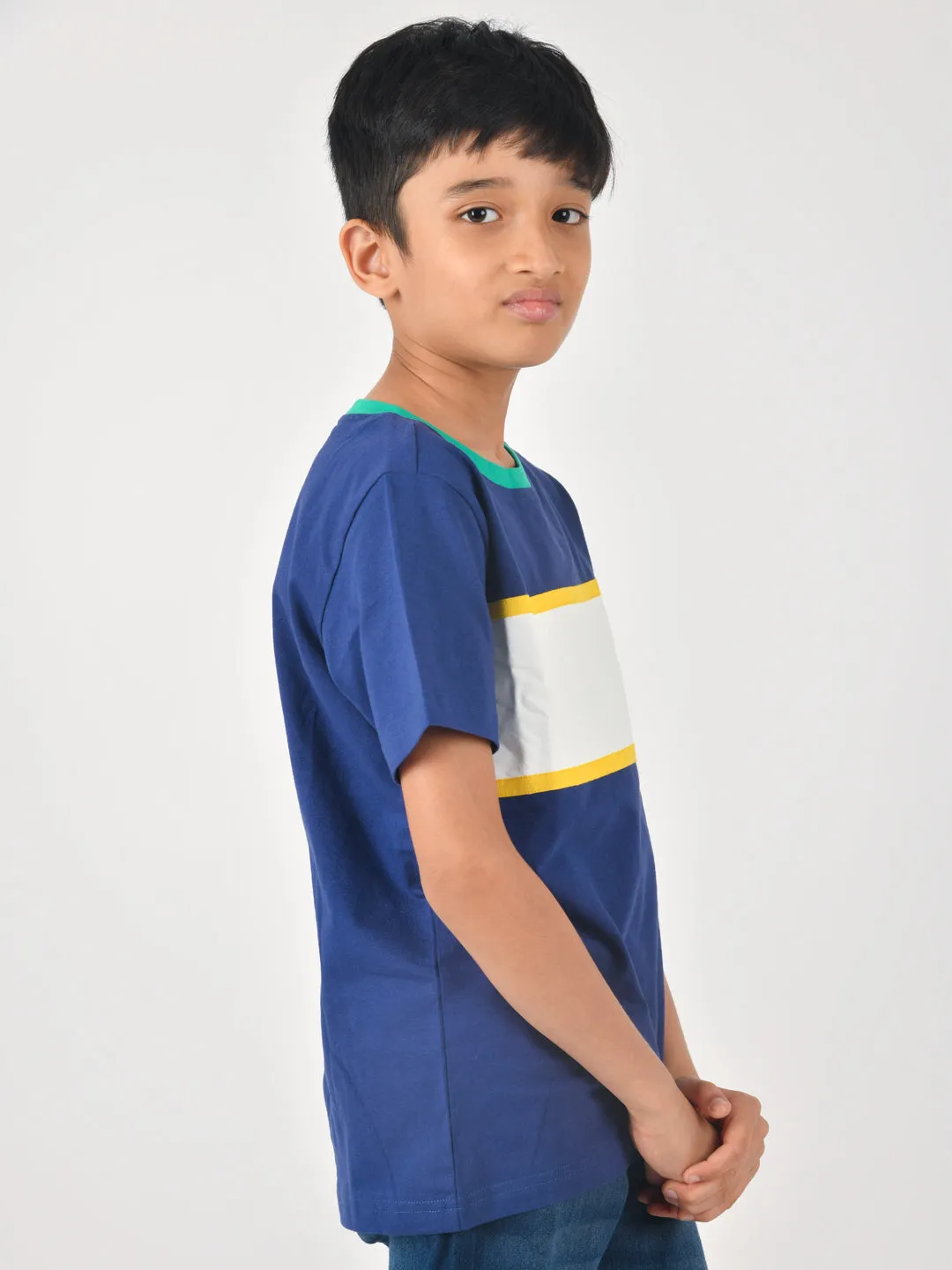 Boys Navy Blue Patch T-shirt