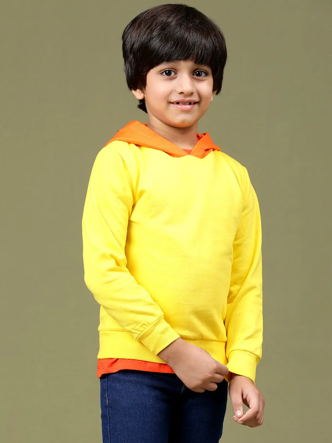 Boys Olive Cotton Solid Sweatshirt