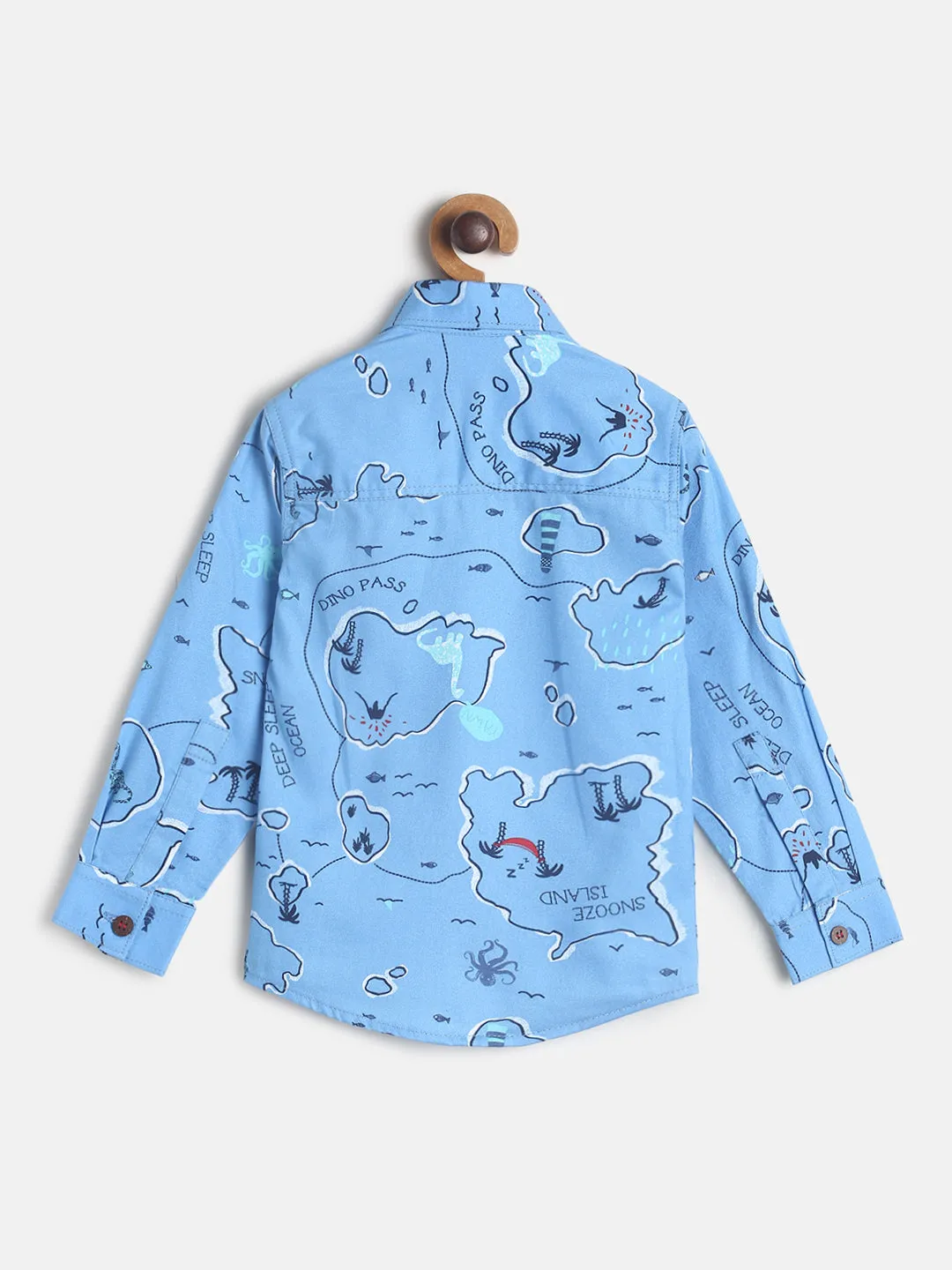 Boys Sky Blue Printed Shirt