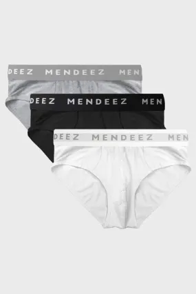 Briefs - White, Black & Heather Grey Pack Of 3