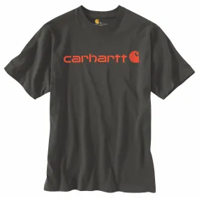 Carhartt Men's Signature Logo Short Sleeve T-Shirt_Peat/Bold Orange