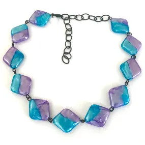 Caribbean Blue & Purple Aura Glow Beaded Amelia Necklace